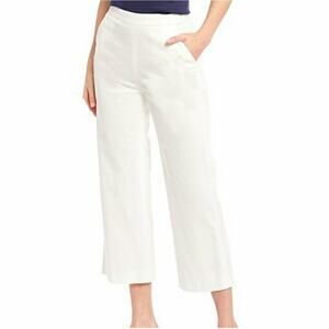 Antonio Melani Aveida Stretch Pique Straight Leg Cropped Pants Ivory Sz 14 NWT